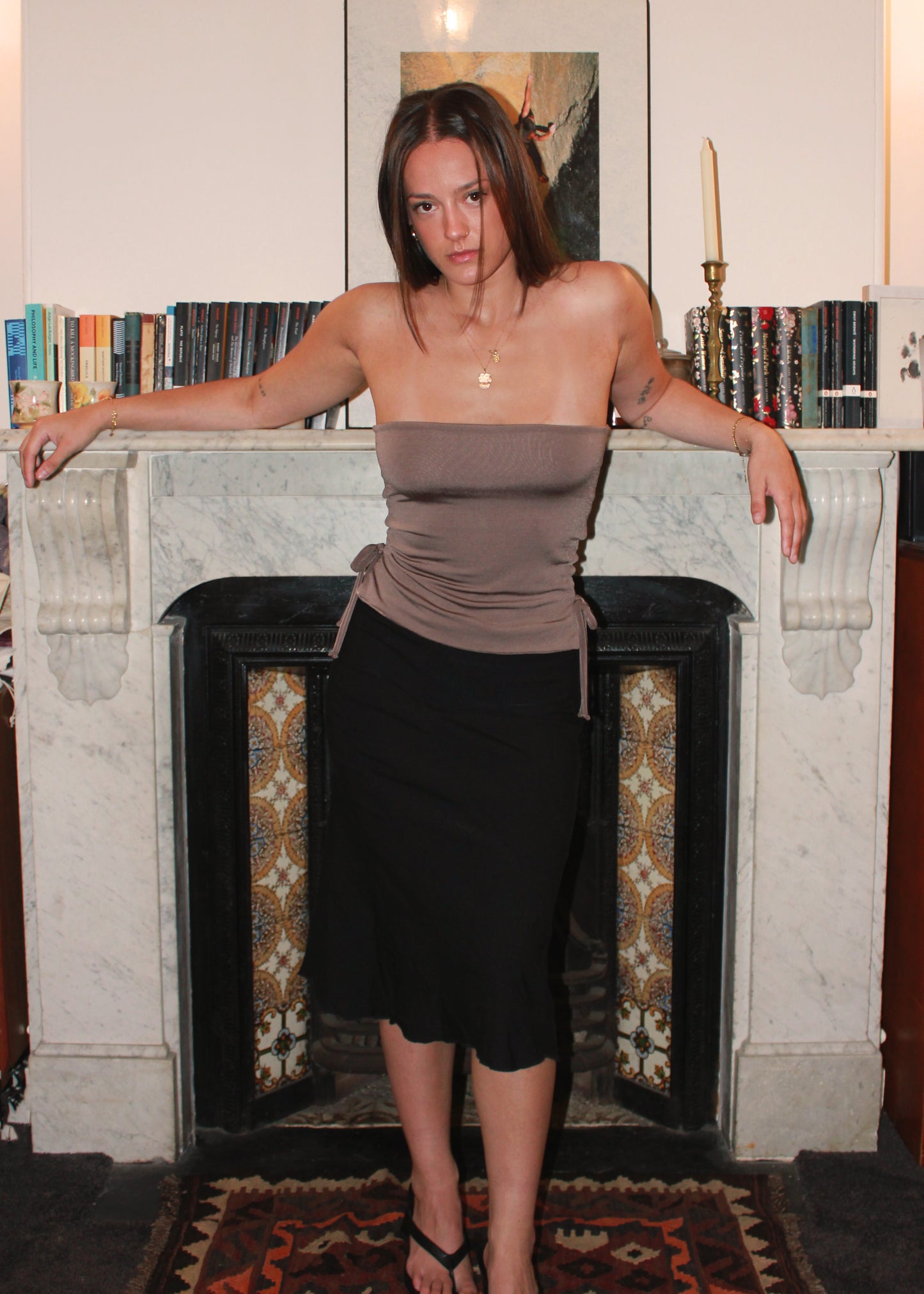 Emily Strapless Top in Tan