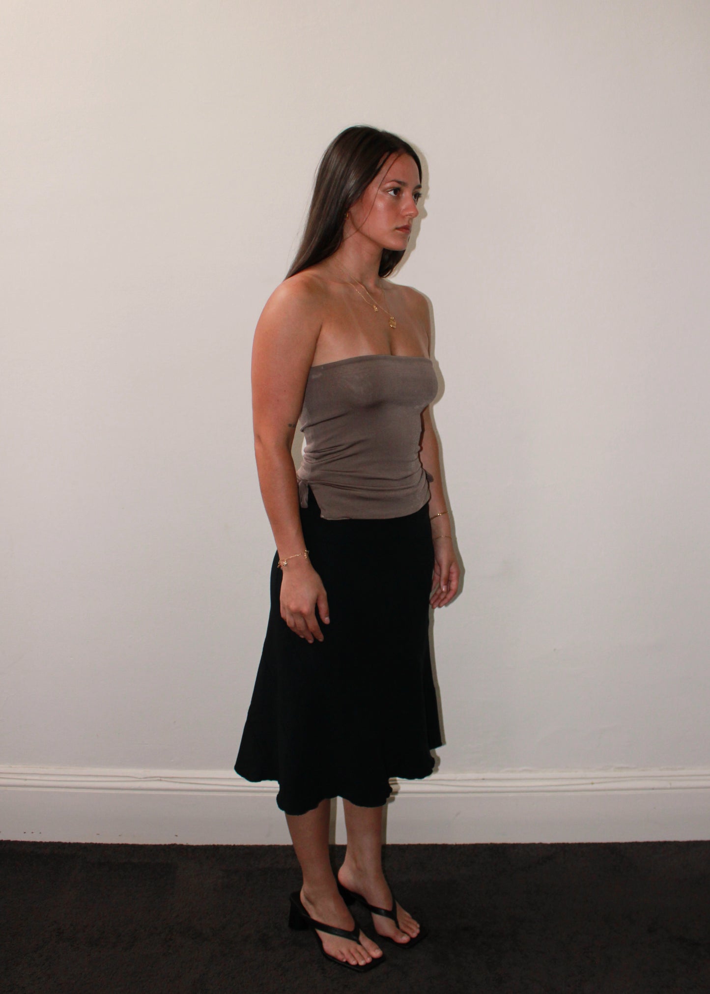 Emily Strapless Top in Tan