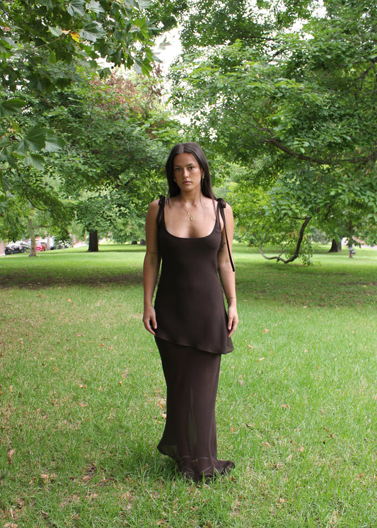 Lucy Maxi Dress in Brown